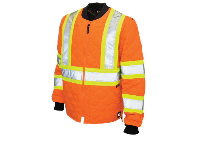 Tough Duck Quilted Safety Freezer Jacket with Rib Knit Collar